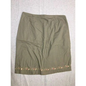 Womens Cherokee Skirt Floral Embroidery Romantic Dainty Feminine Army Green 90s